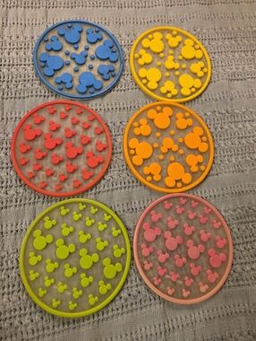 Disney Colorful Mickey Mouse Coasters Set. Set of 6.Rubber